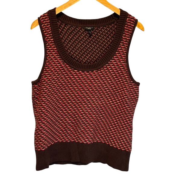 Talbots Brown & Red Sweater Vest - size Large - Picture 1 of 6
